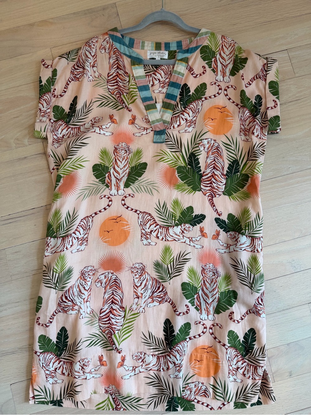 Tropical Tiger Print Maxi Dress - Peach